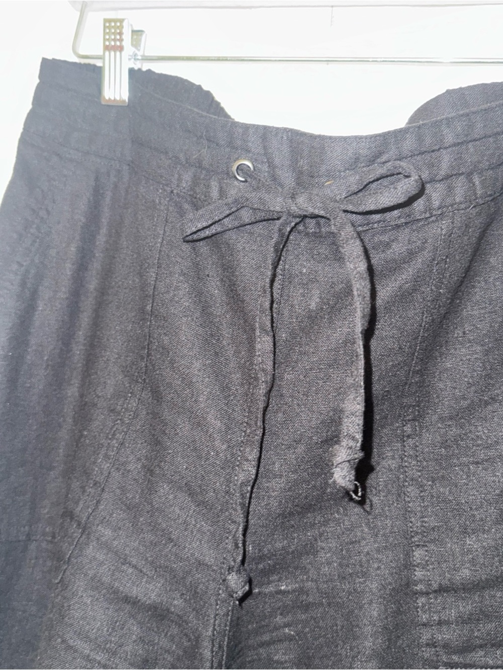 Nicole Miller Black Straight-Leg Pants with Drawstring